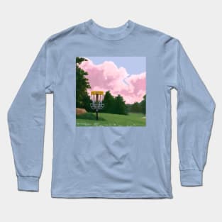 Disc Golf Against Pink Clouds Long Sleeve T-Shirt